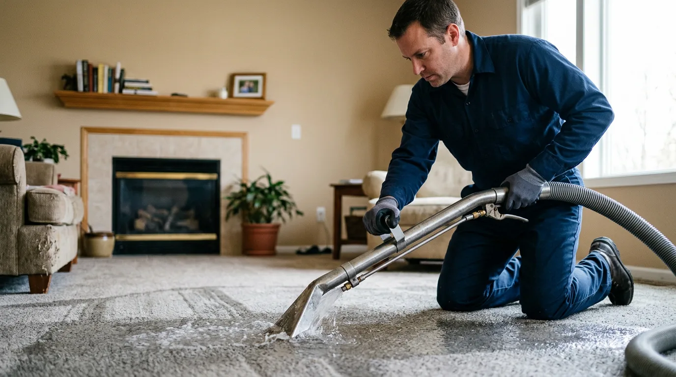 Water damage restoration technician working near Willard, OH